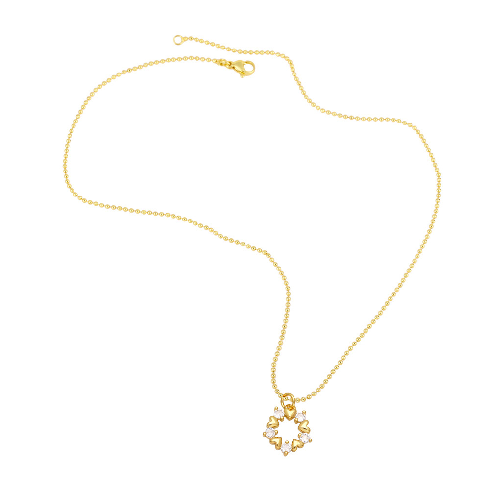 Fashion Human Round Heart Shape Copper Necklace Inlaid Zircon Zircon Copper Necklaces