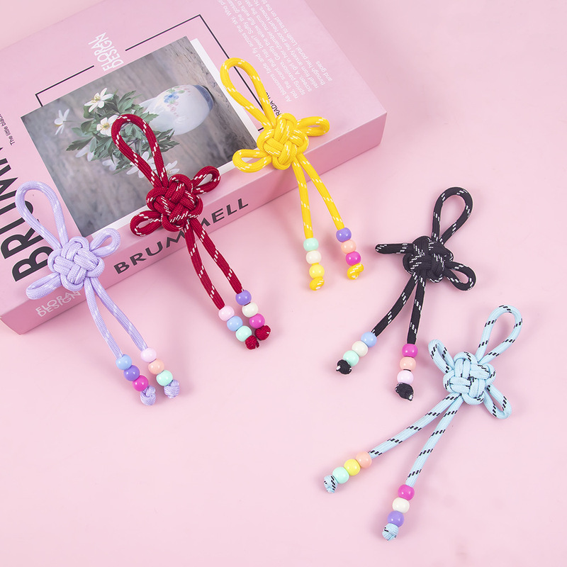 Hand-Woven Polyester Chinese Knot Flower Woven Bag Pendant Keychain Decorative Accessory Fashionable Handmade Rope Knot Hanging Ornament