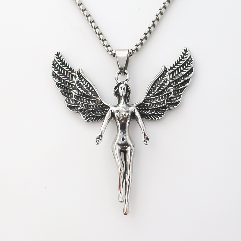 Hip-hop Streetwear Geometric Angel Wings Alloy Unisex Pendant Necklace display picture 1