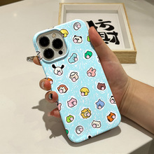 外贸满屏卡通图案蓝色手机壳iPhone17promax菲林大孔苹果16防摔壳
