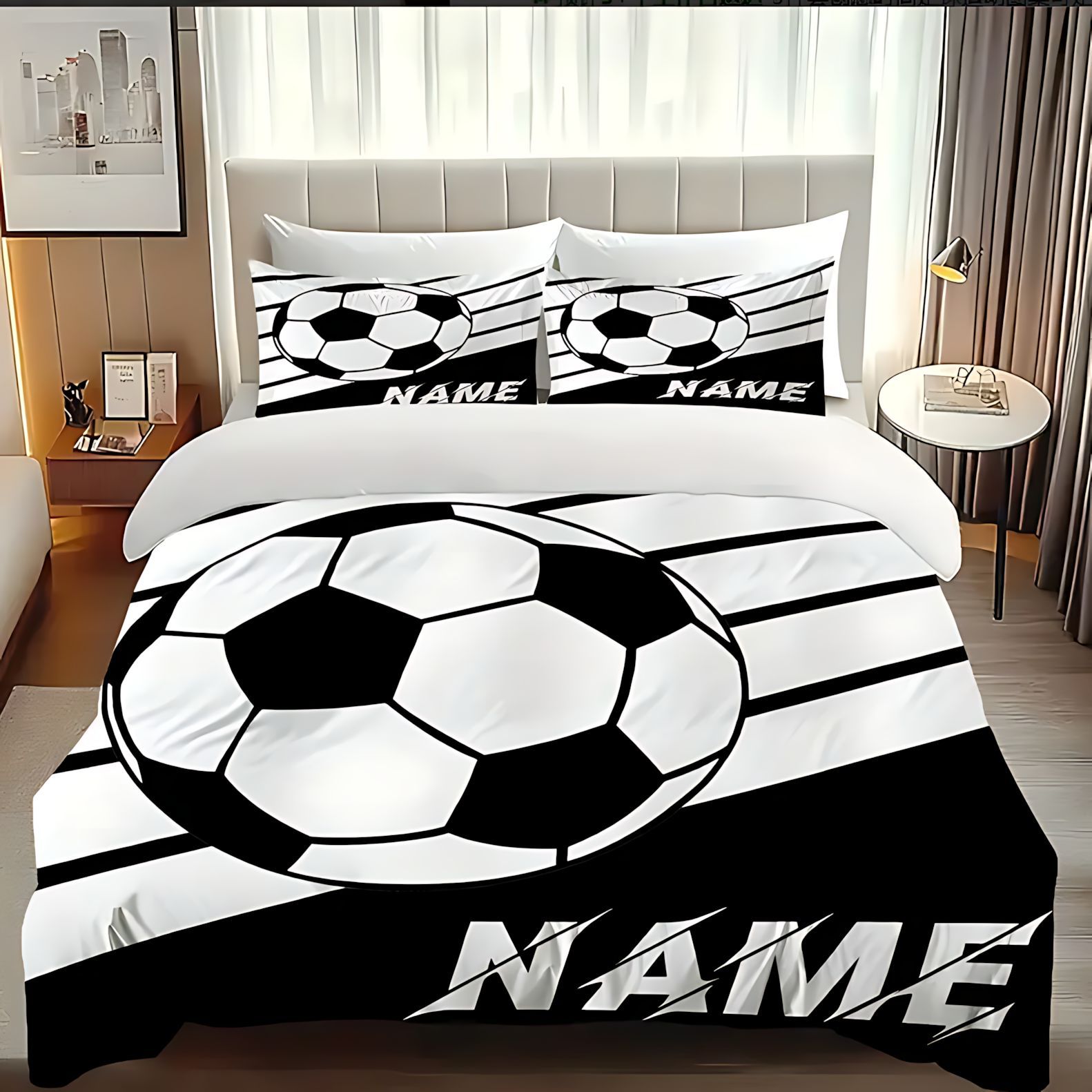 TEMU / JIT Sports League Patterns Football HD Digital Print Soft Comfortable Cover Kit de ropa de cama