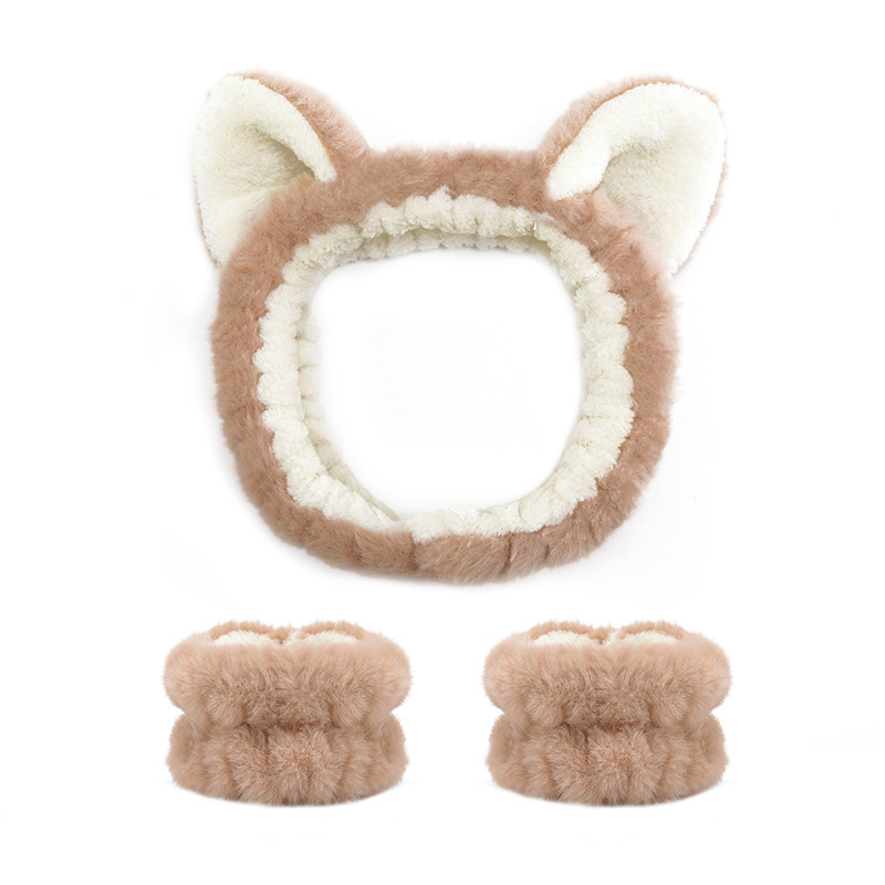 Transfronterizo cara lavado banda para el cabello correa para la muñeca Imitación Piel de conejo color sólido felpa impermeable banda para el cabello Amazon absorbente sudor-limpieza al por mayor