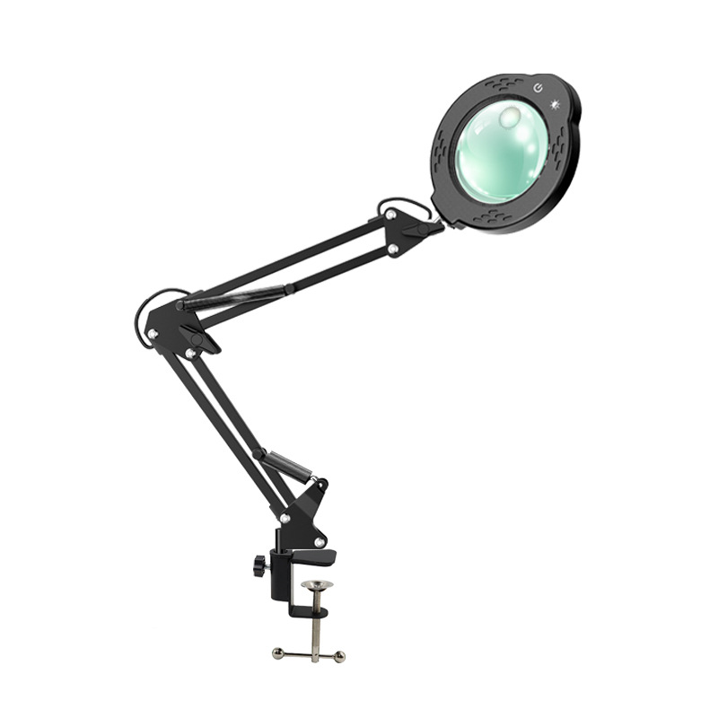 Lámparas de escritorio LED de 5 colores, lupa de temperatura, dos en uno, reparación y soldadura de uñas, protección de ojos USB.