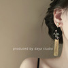 Retro metal fashionable small design earrings, Chinese style, light luxury style