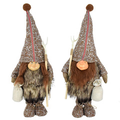中古の原始人の小人のぬいぐるみの装飾品の土着人の樹脂の顔の精の人形の野人の精霊の置物はまたがります。