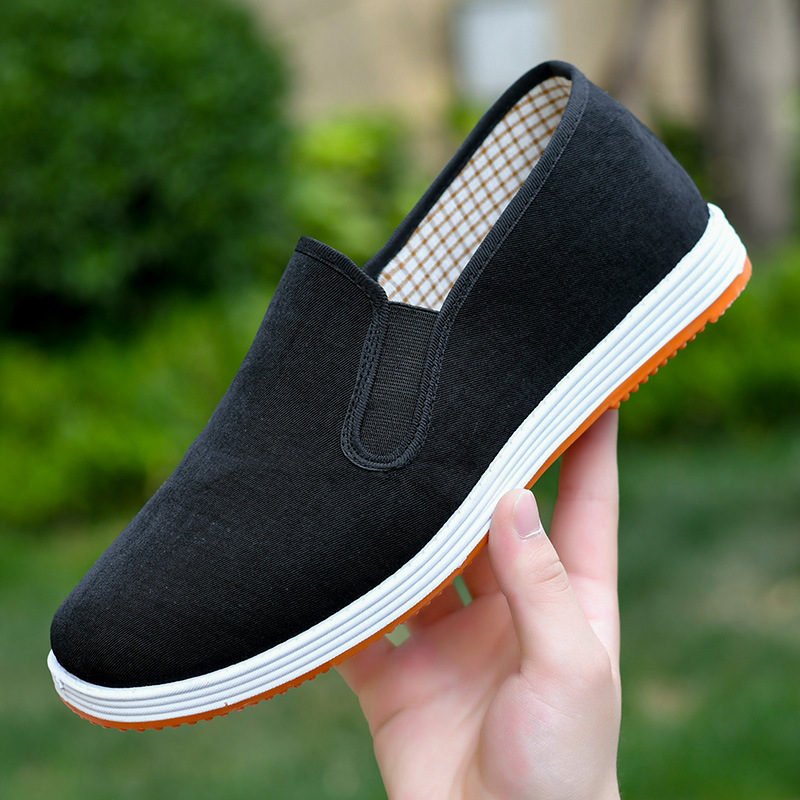 Old Beijing Cloth Shoes for Men, Non-Slip with Beef Tendon Soles, Soft Canvas, Breathable, Lightweight, Comfortable, Black Work Shoes for Construction Sites, Durable Old Beijing Cloth Shoes for Men, Non-Slip with Beef Tendon Soles, Soft Canvas, Breathable, Lightweight, Comfortable, Black Work Shoes for Construction Sites, Durable