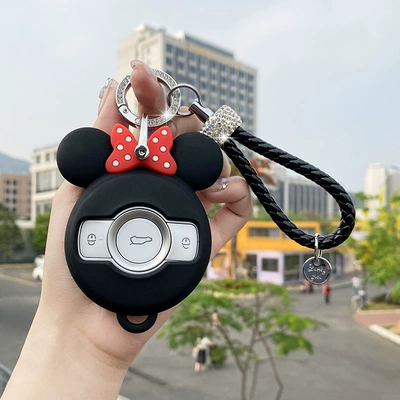 Static Rod/Key Bag — Mercedes-Benz Smart Elf Key Cover # - smart-black-and-red-fashionable-diamond-rope-buckle