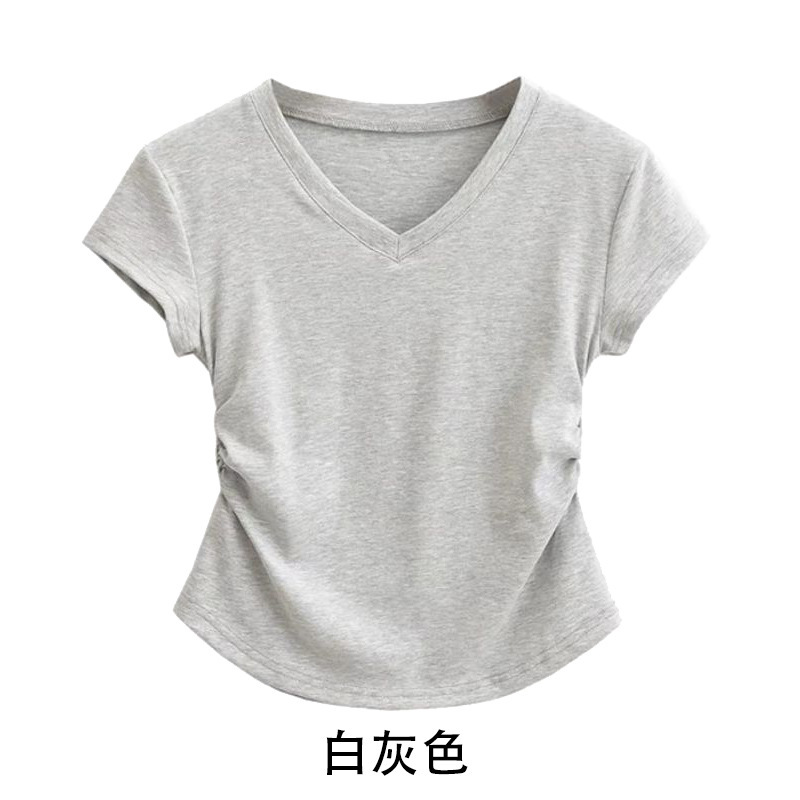화이트 그레이 브이넥 T41