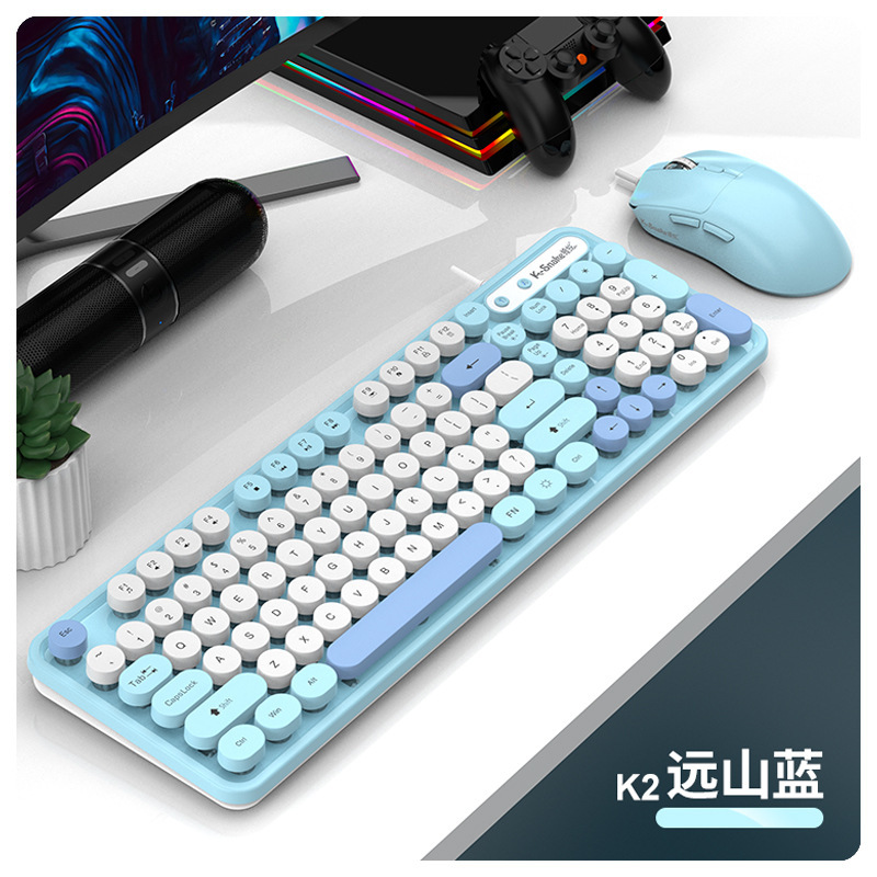 マムシK2有線usbキーボードマウスセットレトロパンク女子デスクトップコンピュータノートオフィスセット|undefined