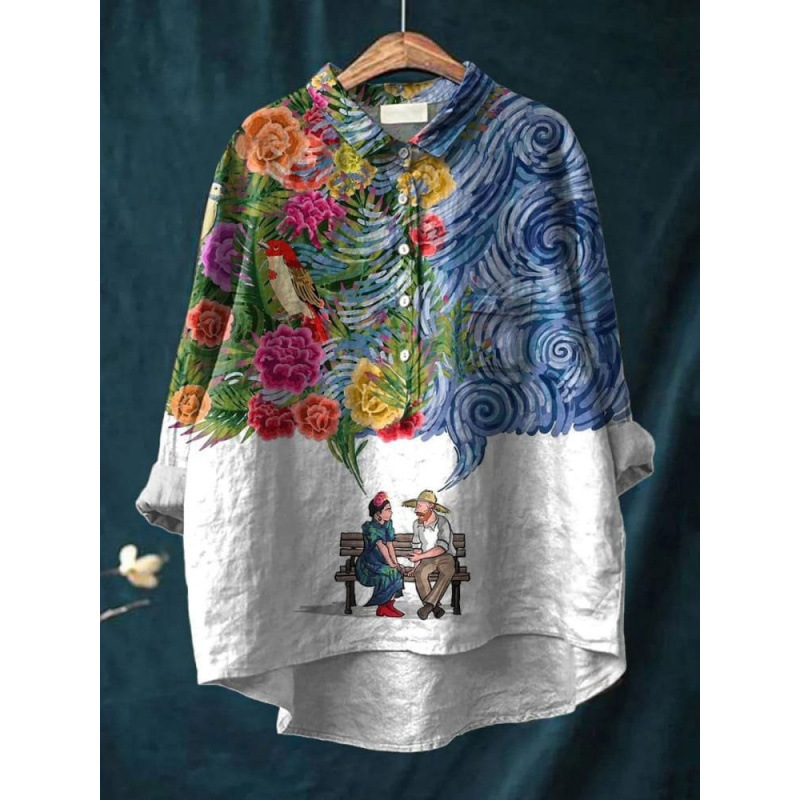 2026 Cross-Border Exclusive Printed Long-Sleeve Shirt for Women, Loose Artistic Style with Animal Patterns, Casual Versatile Women's Shirt 2026 Cross-Border Exclusive Printed Long-Sleeve Shirt for Women, Loose Artistic Style with Animal Patterns, Casual Versatile Women's Shirt