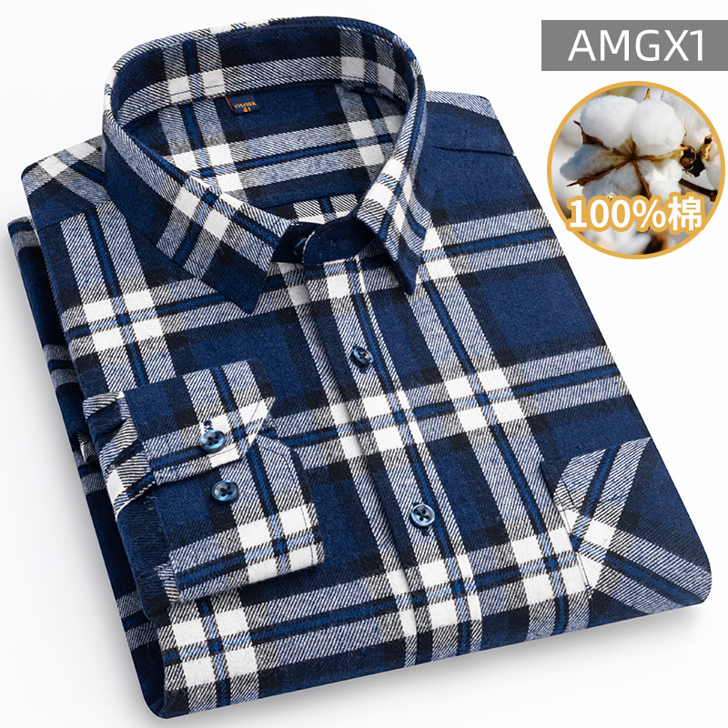 2024 primavera camisa a cuadros masculina americana retro camisa casual de algodón de manga larga ropa de hombre alta sensación masculina
