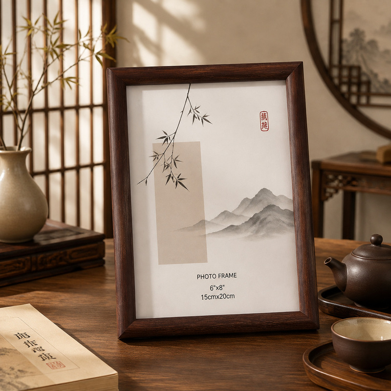 Simple Photo Frame, New Chinese-Style Tabletop Picture Frame, 6inch 8inch 10inch A4 Desktop Decorative Photo Frame, Wall-Mounted Calligraphy and Painting Frame