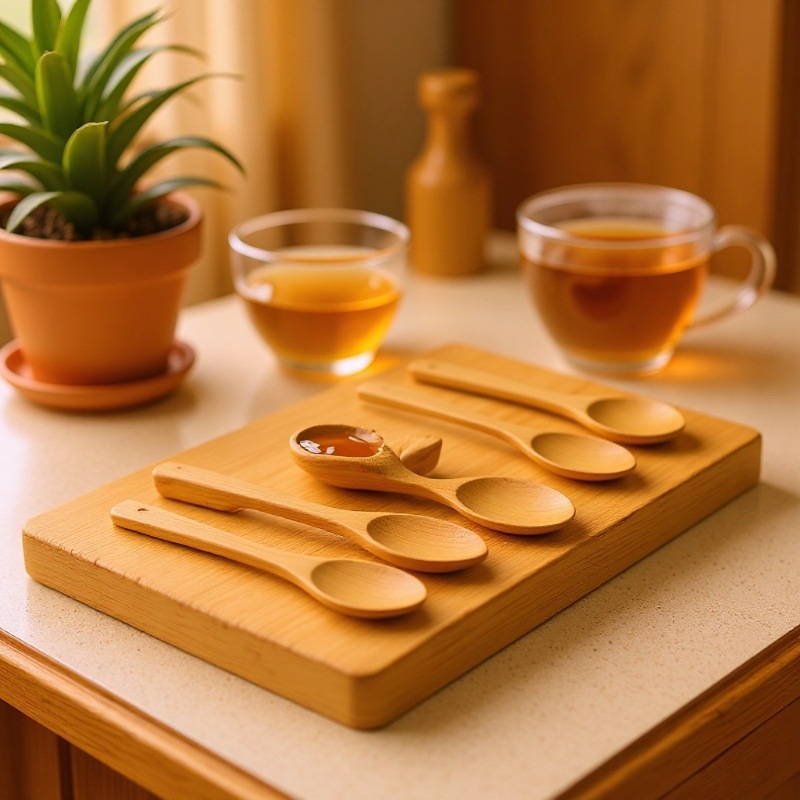 Premium Selection Creative Wooden Tableware Dessert Thickened Long Handle Stirring Household Coffee Spoon_voghion.com