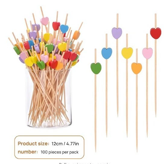 100 одноразовых бамбуковых фруктовых формочек, фруктовых вилок, формочек для коктейлей, милых бамбуковых изделий, креативных формочек для цветов, ниток для бисера оптом