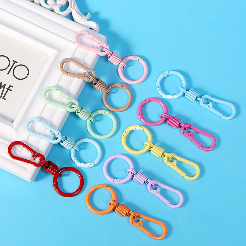 Spring Buckle DIY Luggage Hook Keychain Accessories Painted Alloy Mountaineering Accessory Buckle Key Ring Wholesale in Stock