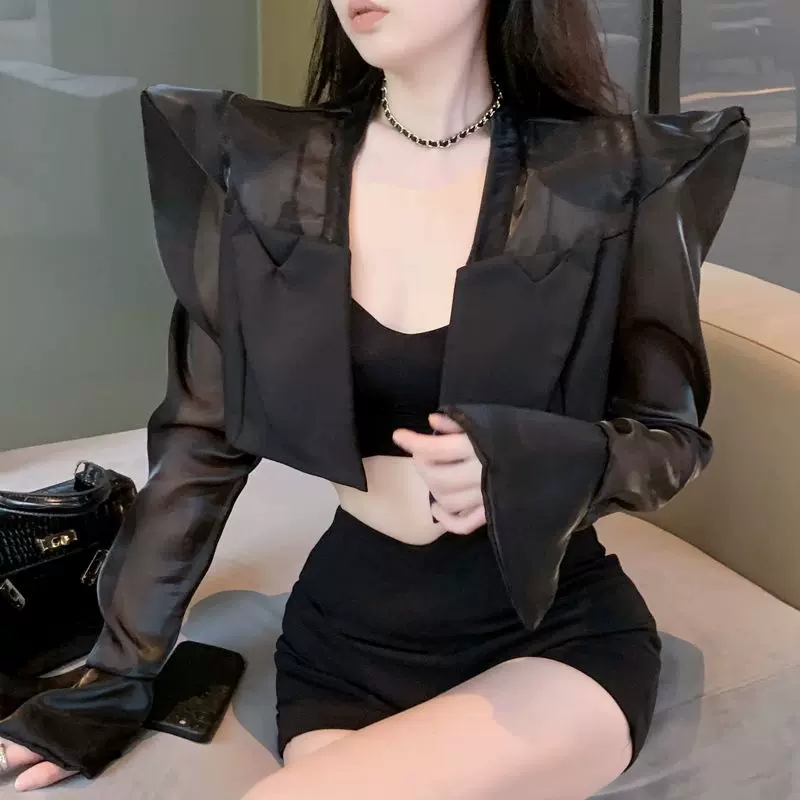 高级设计感炸街小西服女款2026夏季立体拼接小短款防晒西装外套