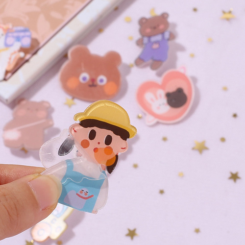 Ins Japanese cute children brooch cartoon girl teddy bear pin school bag charm badge princess accessories for girls