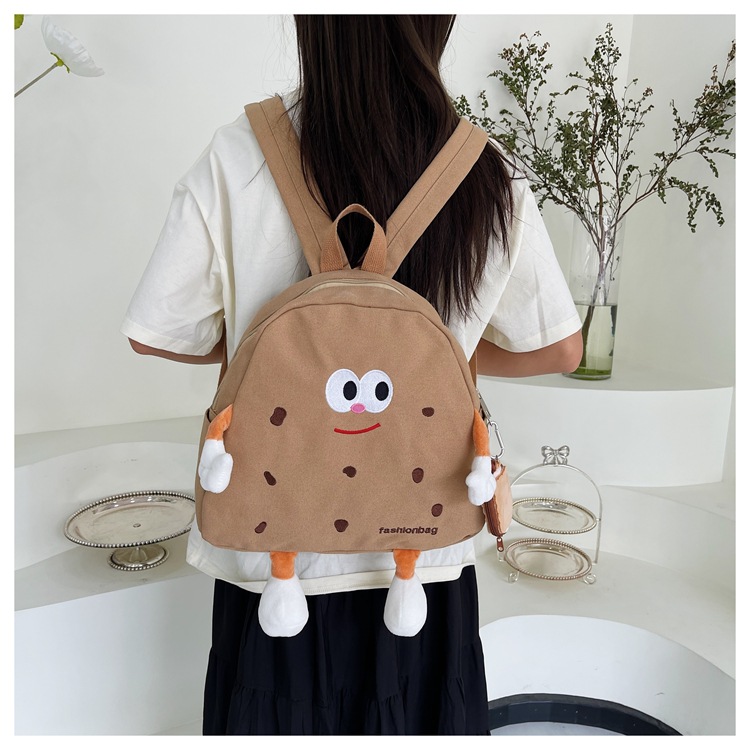 Borsa in tela di formaggio carina Instagram coreana per ragazze morbide, borsa da scuola per bambini, zaino versatile di grande capacità_voghion.com