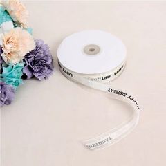 Wholesale white English silk ribbon high-density polyester tape packaging with bow, colorful ribbon, floral wedding celebration candy box packaging weaving