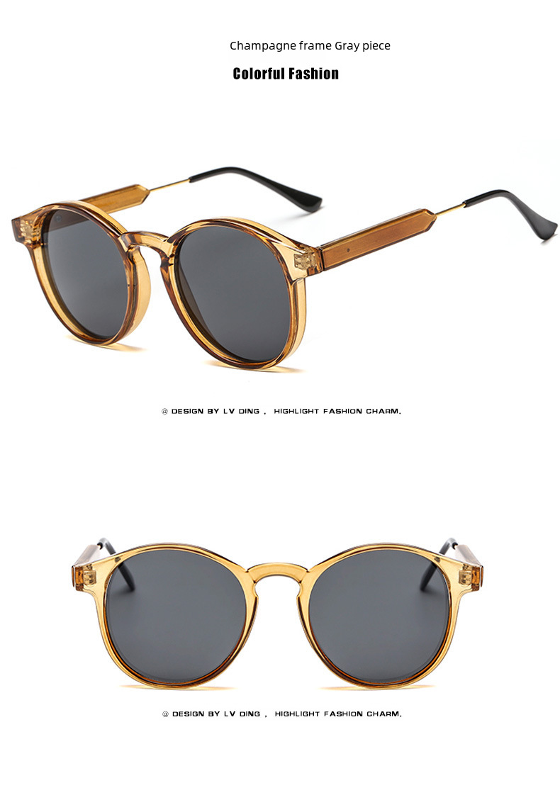 2018 New Fashion retro sunglasses 9165 texture round frame transparent sunglasses cross-border fashion sunglasses_voghion.com