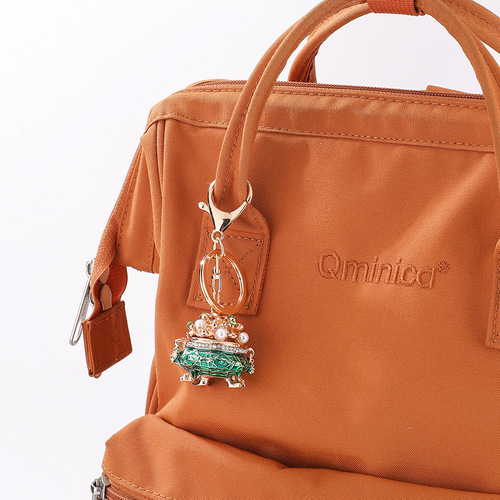 Cornucopia key chain ingot Chinese style rice pendant creative diamond accessories gold key chain pendant jewelry