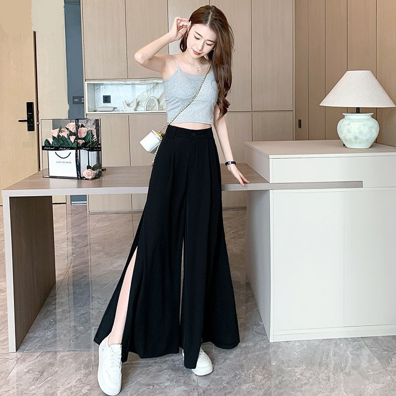 Temperamento abierto sensación de diseño de pantalones de piernas anchas pantalones casuales de mujer pantalones largos verano delgados nuevos pantalones delgados versátiles image 5
