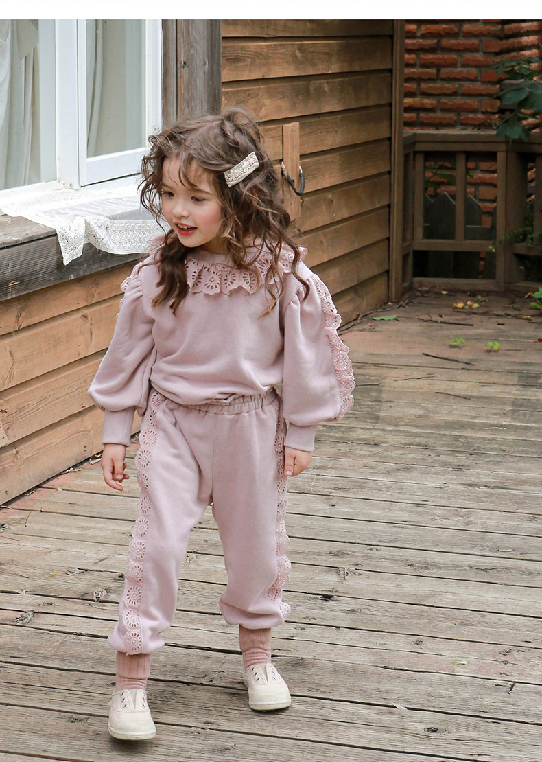 Abbigliamento per bambini Felpa con cappuccio a maniche lunghe pullover allentato in pizzo per bambina_voghion.com