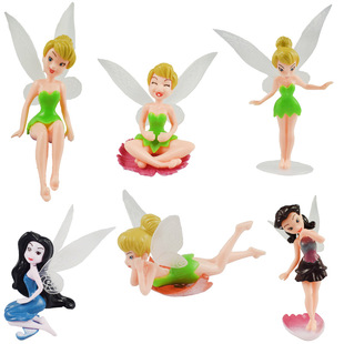 New plastic flower fairy elf doll with wings little fairy flower fairy 6-piece set scene cake decoration