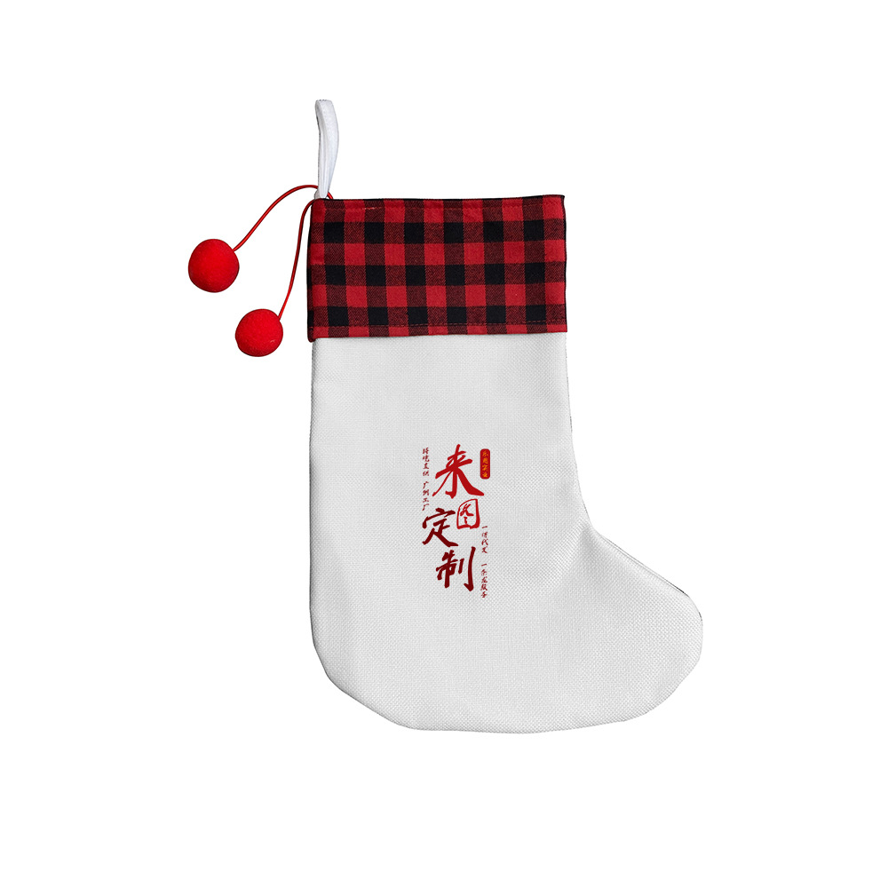 Personalizado con algodón de hortenida calcetines de Navidad calcetines de tela cuadrada a lo largo de bolsas decorativas de árbol de Navidad xqds0436a