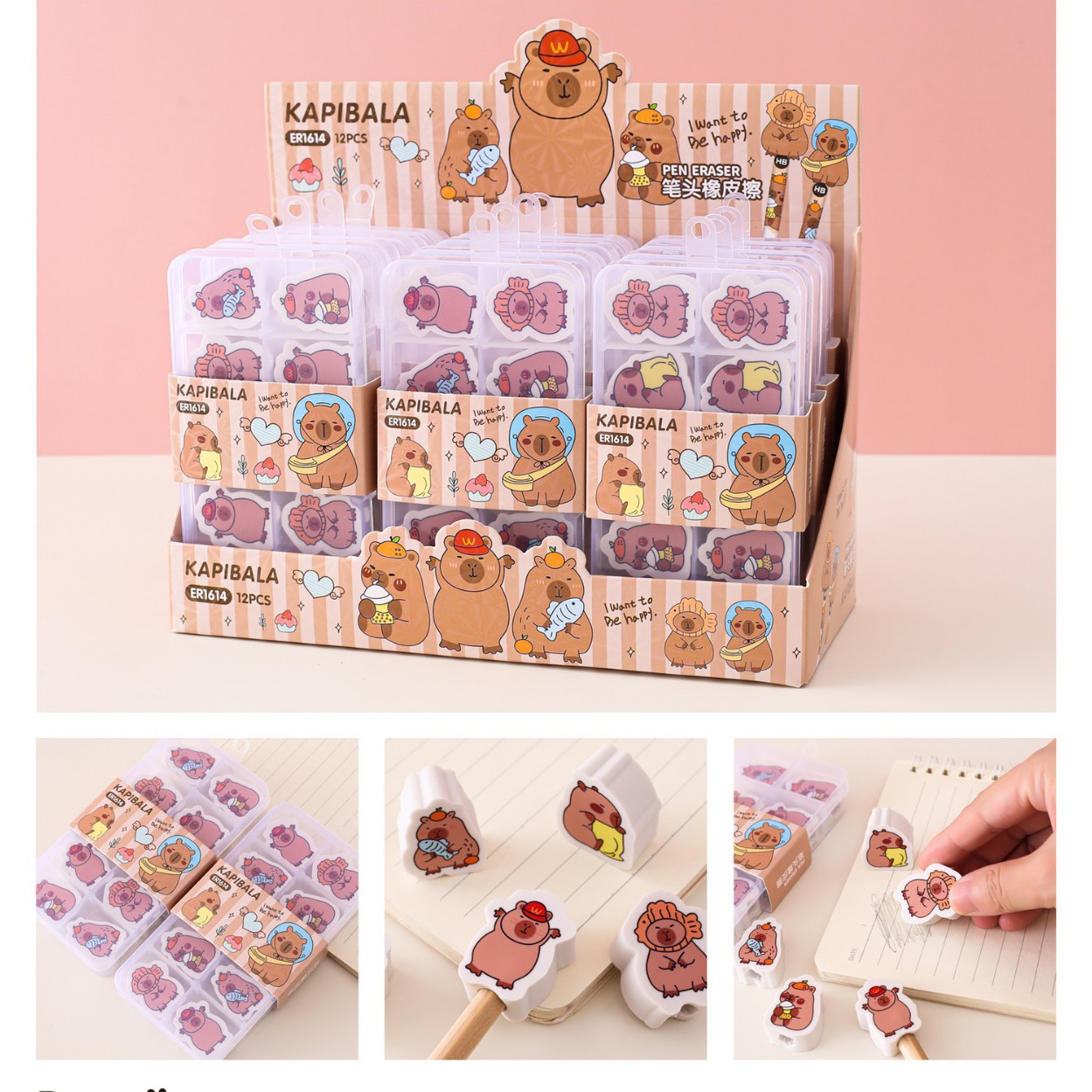Kapibala borrador estudiante lápiz de alto valor capibara recompensa del día del niño regalo creativo de la temporada escolar