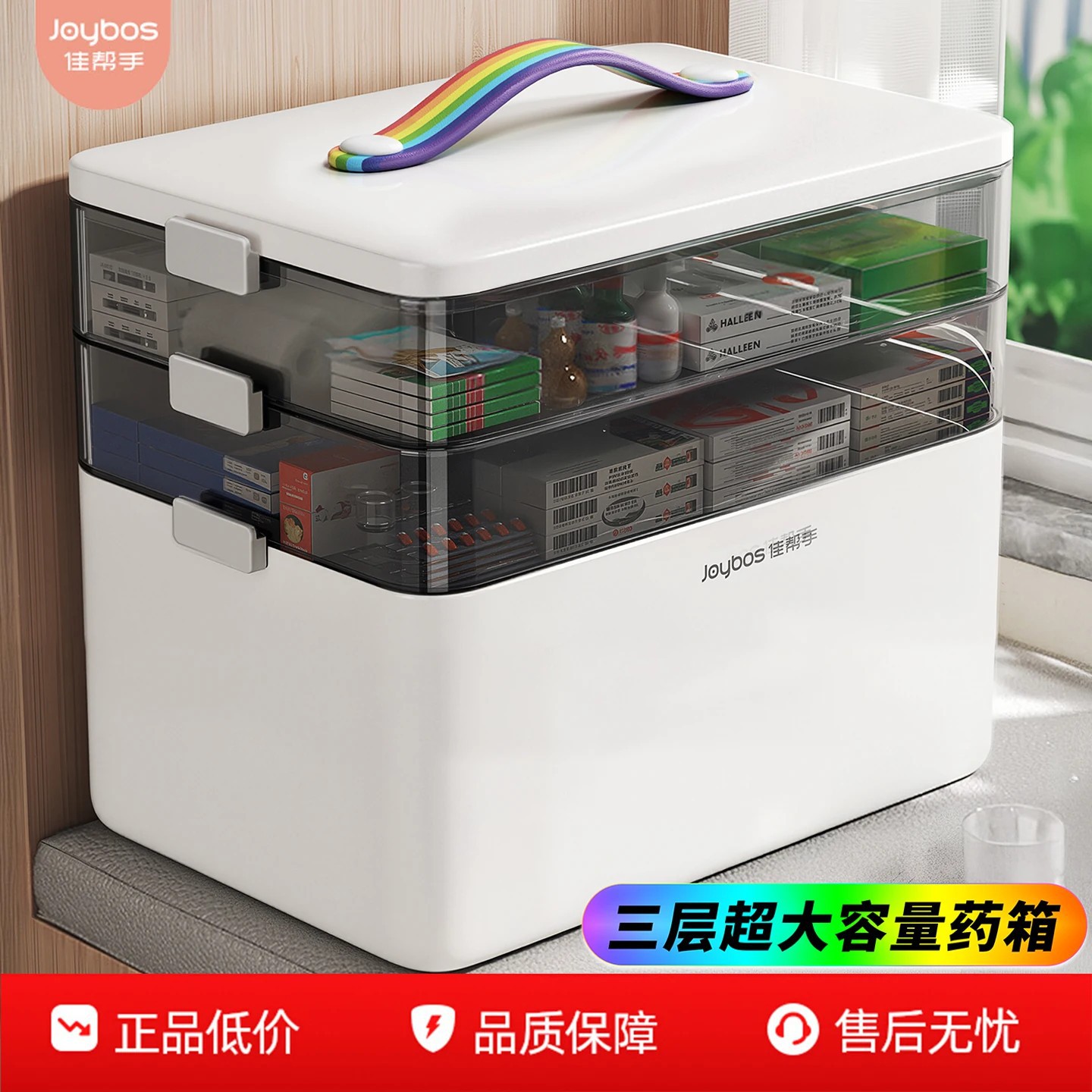 Caja Botiquín Multicapa de Plástico Portátil para Medicamentos Domésticos image 1