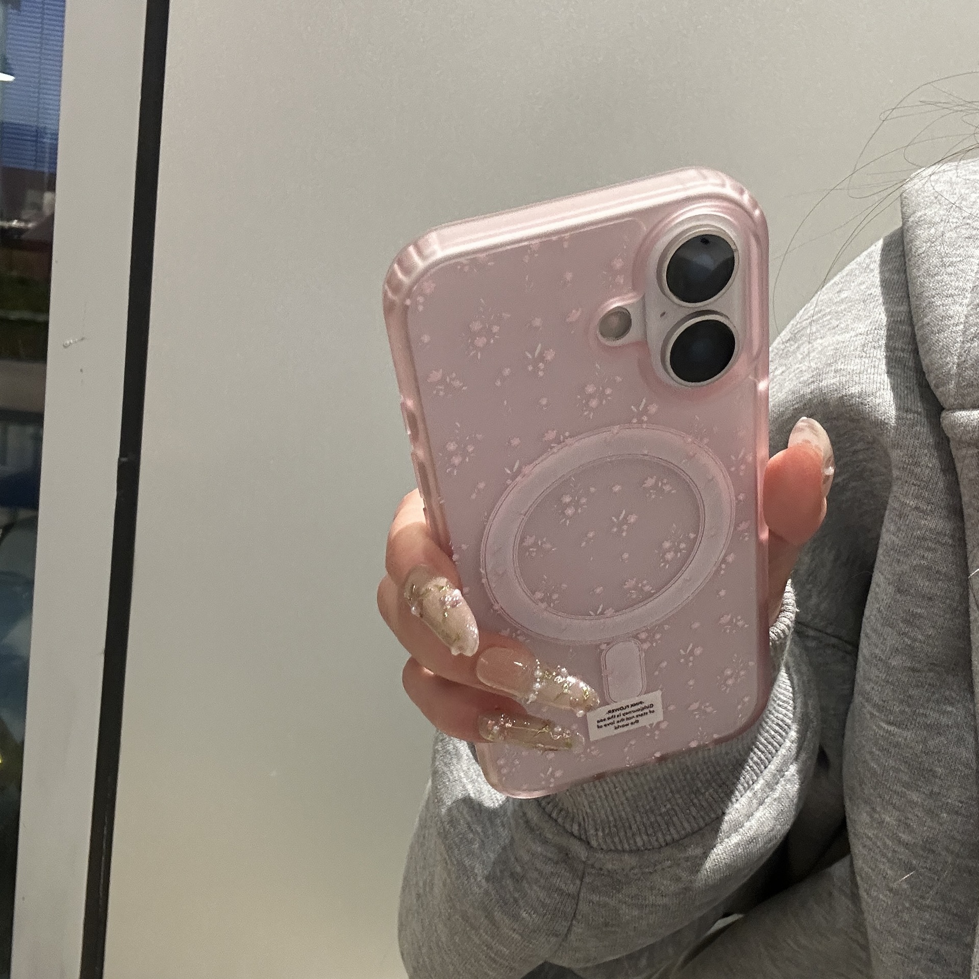 Pantalla completa rosa floral para iPhone15/16 funda para teléfono móvil 15Pro magnético 16ProMax simple 14/13