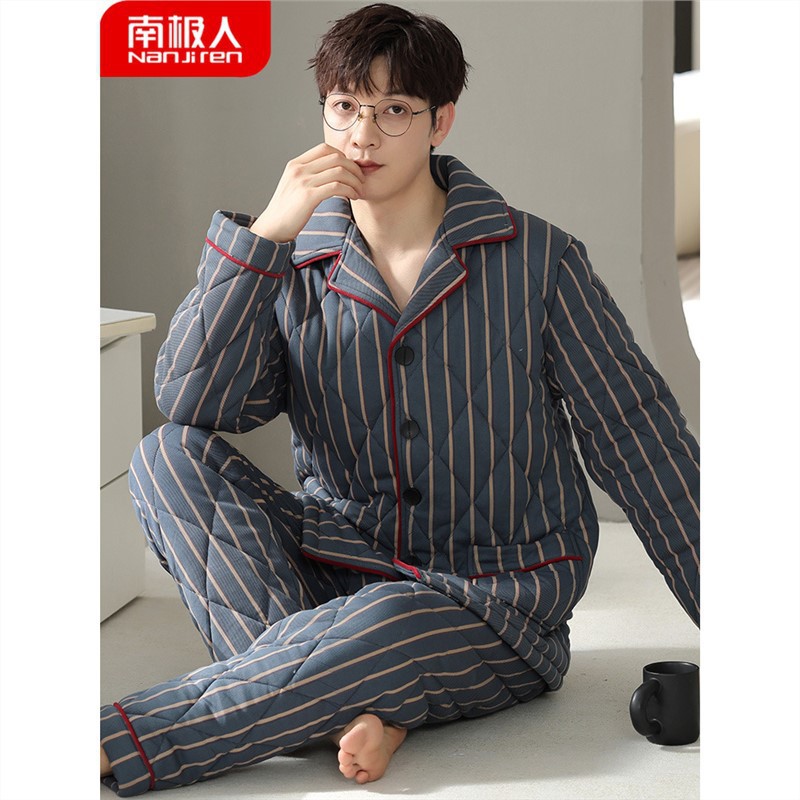 Invierno 100% algodón cálido acolchado pijamas de invierno engrosado de tres capas más tamaño 2023 Nuevo Hogar desgaste invierno