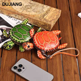 热销款复古头层牛皮海龟创意手工收纳包小乌龟钱包挂饰真皮零钱包