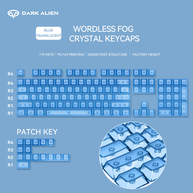 卸売クロスボーダーオリジナル透明 PC キーキャップ UV 印刷フロントつや消し四面高透過率 WOOTING ユニバーサル|undefined