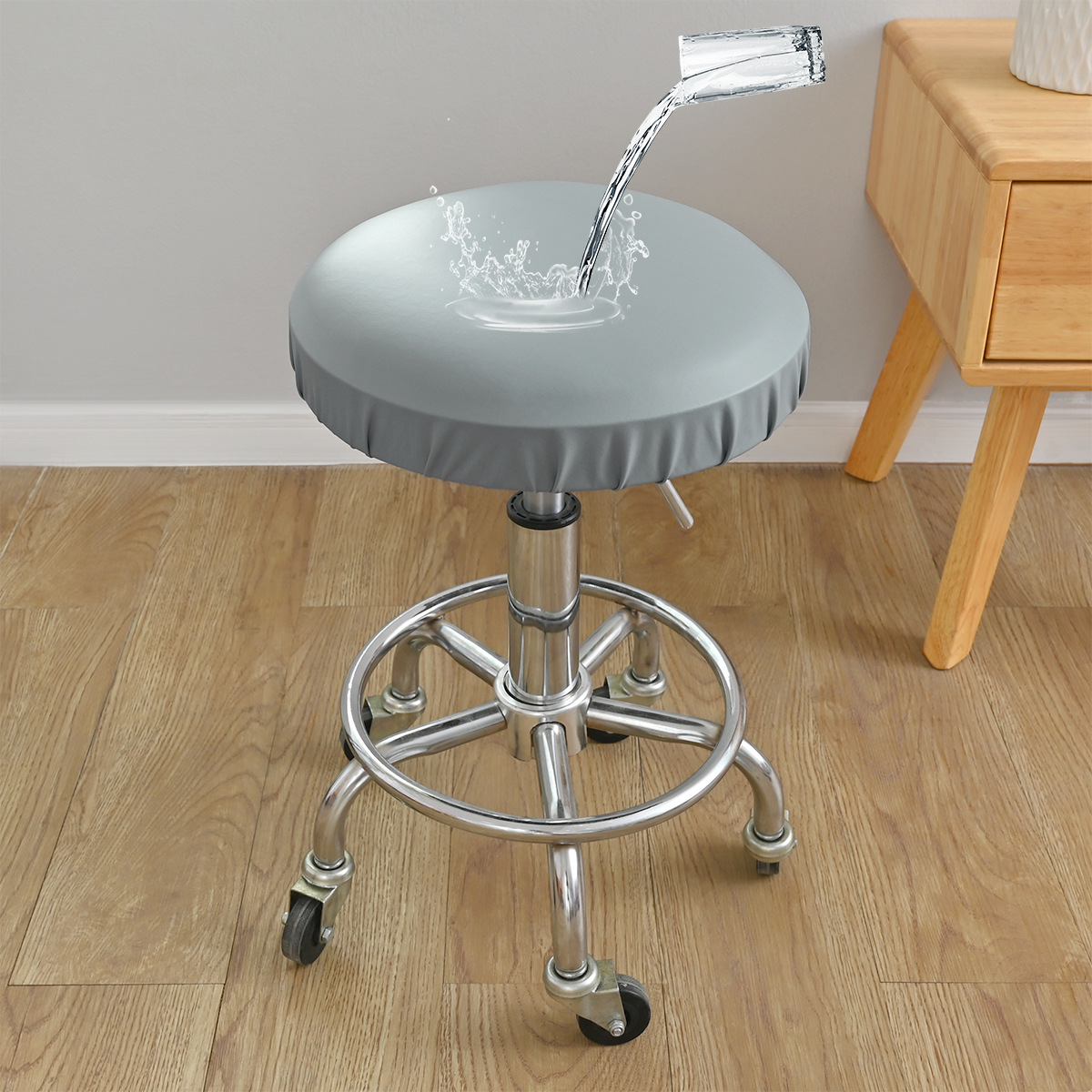 Funda de taburete redonda impermeable de cuero PU para dropshipping transfronterizo de TEMU, funda para silla elevadora de bar, salón de belleza y barbería.