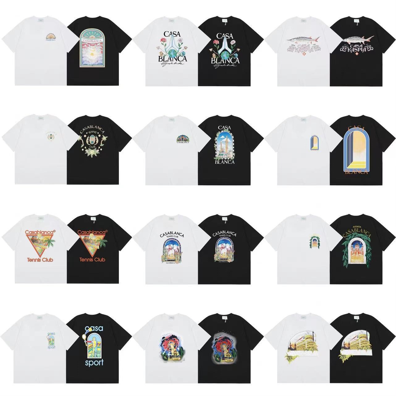 2024 Spring/Summer New Casablanca Tennis Club Court Letter Print CASA Celebrity-Style Short-Sleeve T-Shirt