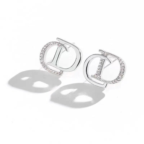 Vintage wholesale style stud earrings with simple CD letter water drill earrings for women, unique design women's earrings