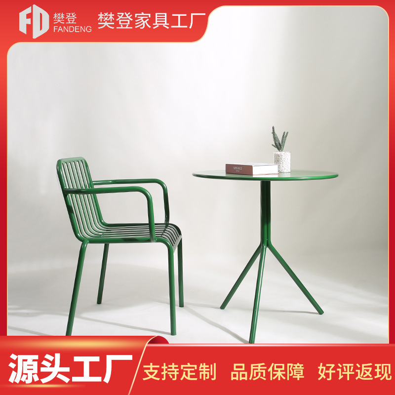 Bar Apartment Iron Table and Chair Combination Nordic Outdoor Full Set Adult Metal Courtyard Leisure Chair Milk Tea Shop Coffee