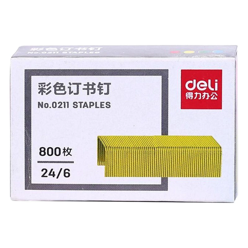 Deli 0211 цветной штапель 24/6 унифицированный гвоздь № 12 штапель 800 штук/коробка