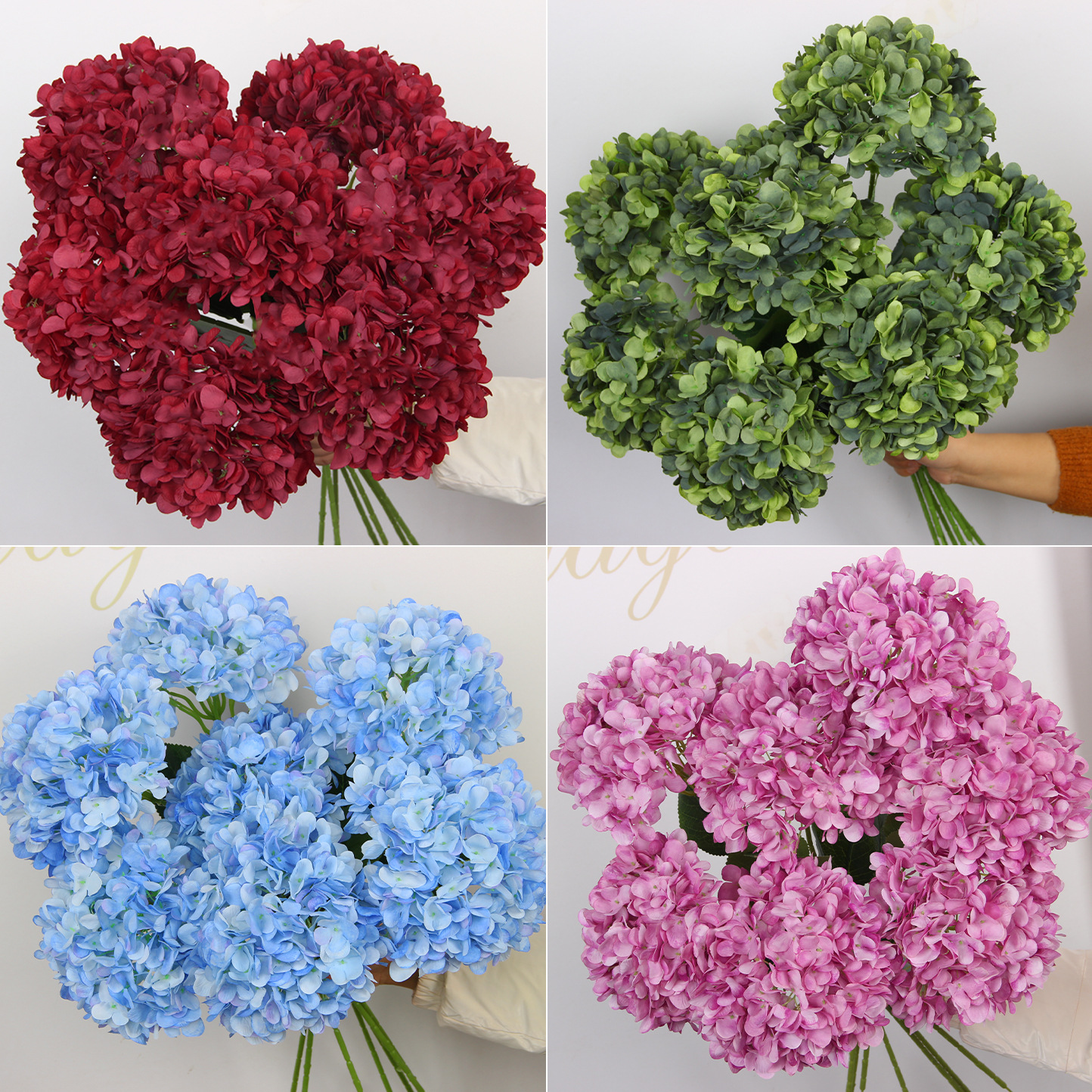 Artificial Flowers 180 Pieces Large Hydrangea Home Decoration Floral Materials Wedding Background Floral Arrangement Red Gradient Hydrangea