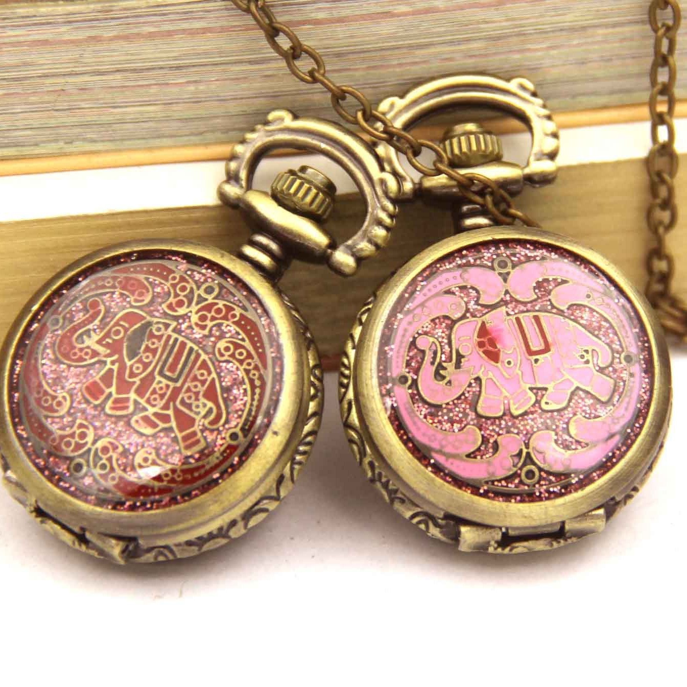 Vintage Pocket Watch Vintage Pendant Decorations Factory Direct Small Drop Glue Small Pocket Watch Elephant Small Pocket Watch