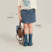 女童牛仔半身裙2025新款洋气中小童夏季A字裙包臀裙韩版儿童短裙