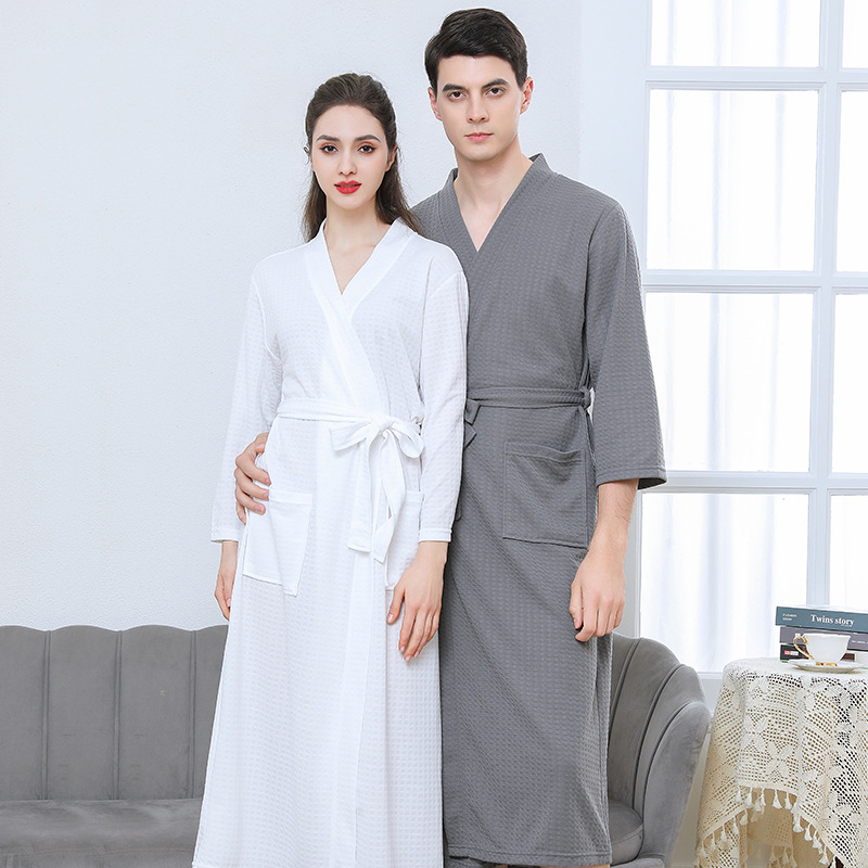 Spring and Summer Waffle Robe, Japanese Style Kimono Bathrobe for Men, Overseas Trade Long and Thin Bathrobe, Hotel Same Style Home Clothes