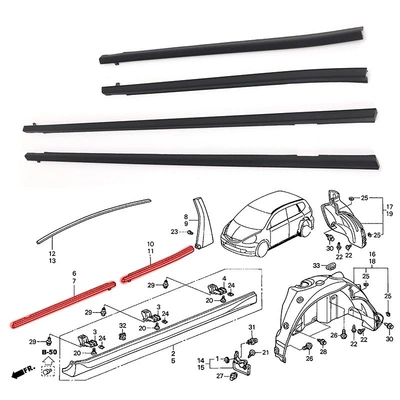Honda Fit Jazz 01-08 model Vehicle Sealing Strip
