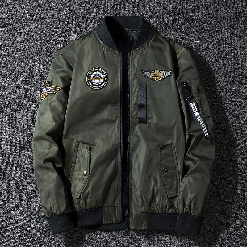 Thin Outwear Men's American Air Force Pilot Jacket Ma1 Spring and Autum Baseball Uniform Trendy Brand Double-Sided Jacket
