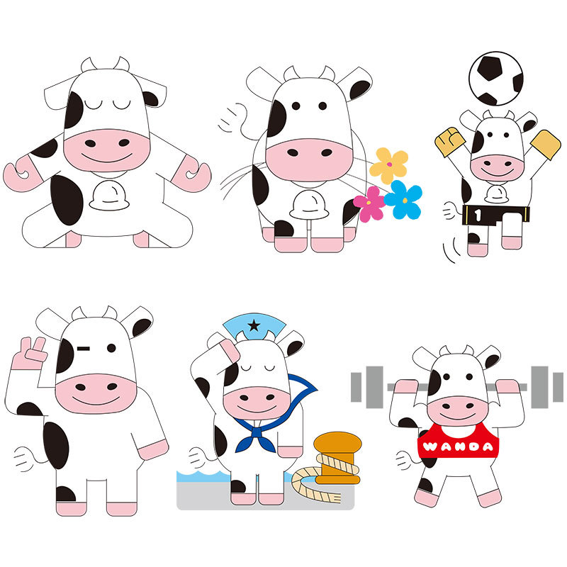 可爱奶牛烫画图案 服装箱包热转印logo烫印贴画 耐水洗胶印烫图