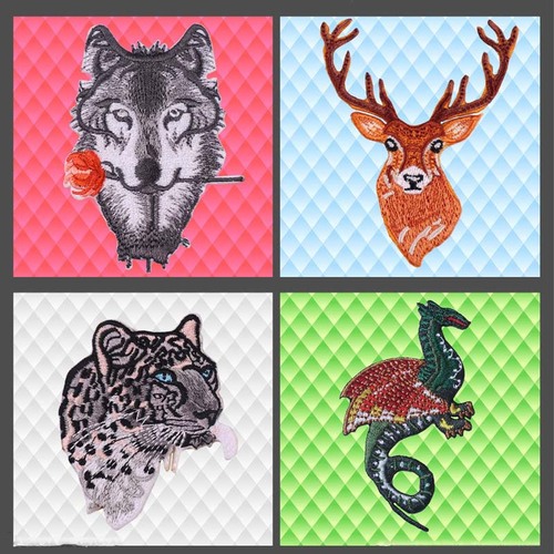 Yixiu embroidery cloth patch computer embroidery chapter boutique DIY burnt edge rose wolf clothes decorative patch patch patch cloth