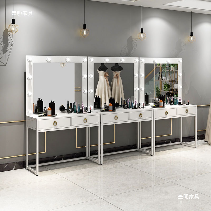 Photo Studio Makeup Table with Light, Makeup Wedding Dress Shop Dressing Table, Professional Makeup Artist Beauty Salon Makeup Table Store
