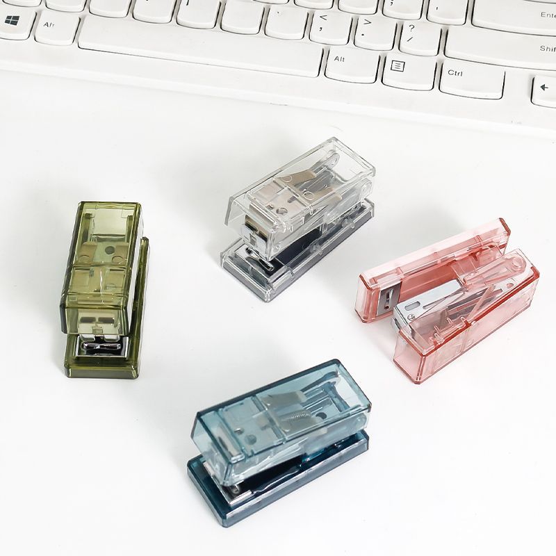 Grapadora mini compacta para estudiantes grapadora pequeña para materiales de estudio grapadora transparente portátil grapadora